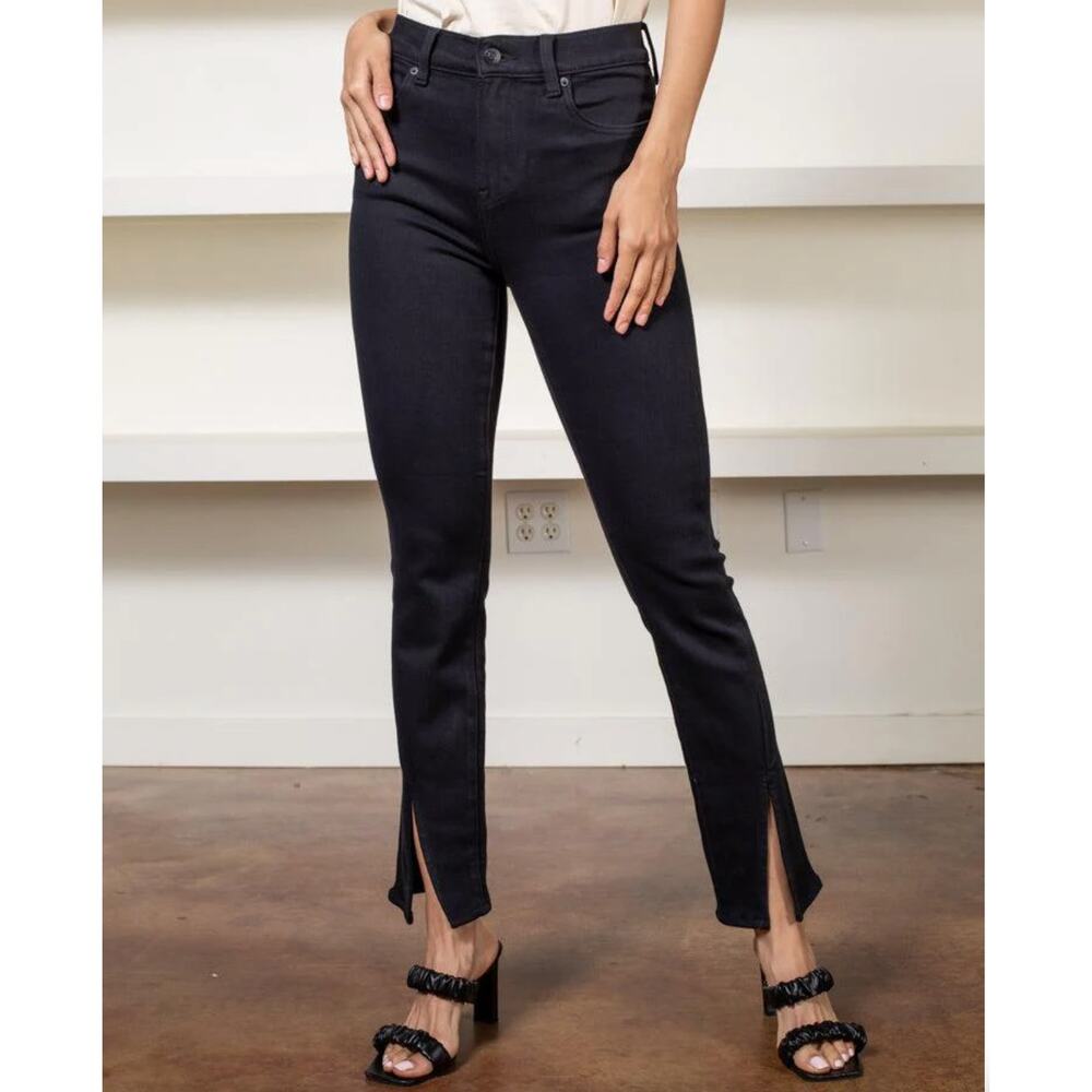 NWT Pistola Teagan high rise vented ciagarett front slit black jeans size 24